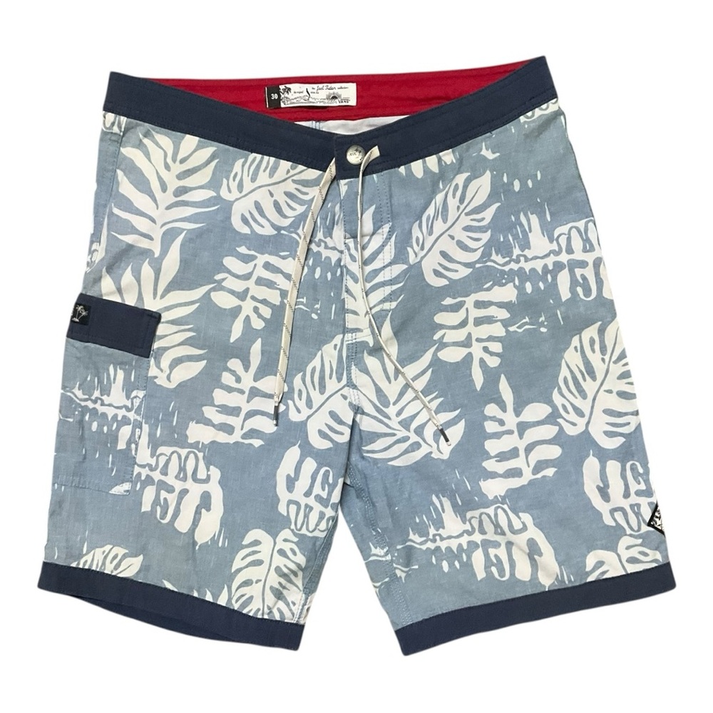 🌺 Vans x Tudors 17” Floral Boardshorts‎ Size 30 Blue Leaf Print